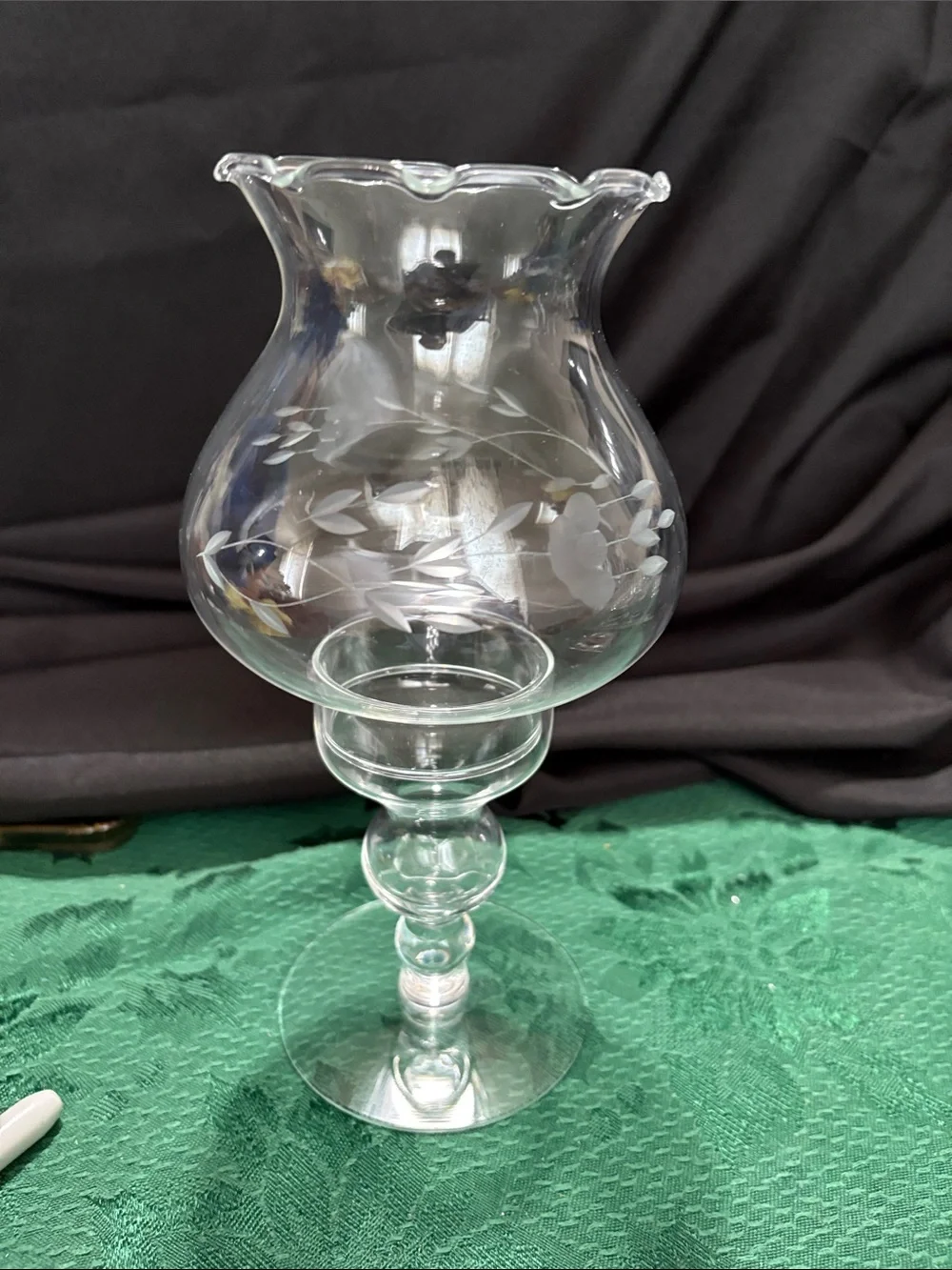 Princess House Handblown Crystal Heritage Hurricane Candlestick #410
